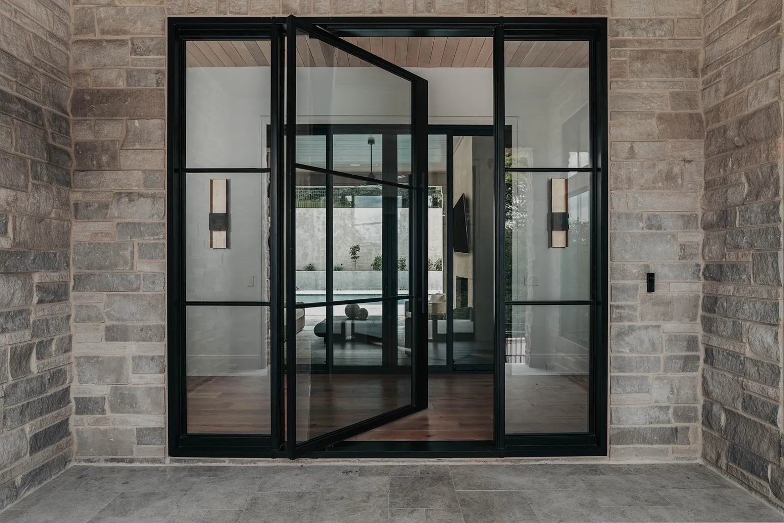 Mosaic Swing Door in a modern home entryway